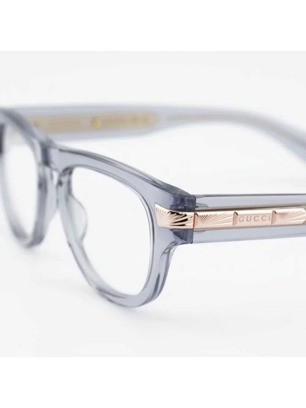 Gucci GG1519O 003 Eyeglasses Shiny Transparent Grey 51mm Oval Frame